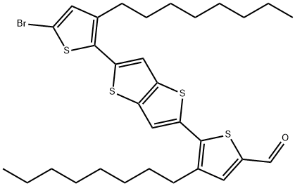 5-(5-(5-bromo-3-octylthiophen-2-yl)thieno[3,2-b]thiophen-2-yl)-4-octylthiophene-2-carbaldehyde Structure