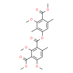 2,4-Dimethoxy-6-methylisophthalic acid 1-[3,6-dimethyl-5-methoxy-4-(methoxycarbonyl)phenyl]3-methyl ester结构式