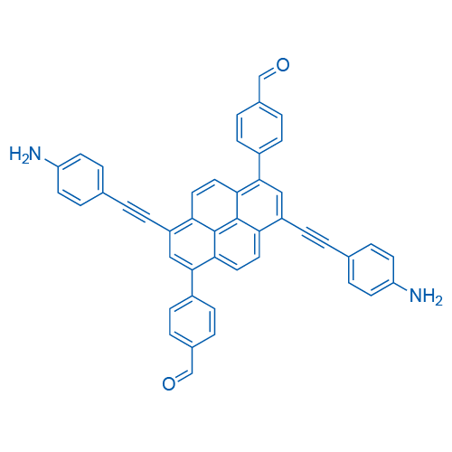 4, 4'-(3, 8-Bis((4-aminophenyl)ethynyl)pyrene-1, 6-diyl)dibenzaldehyde structure