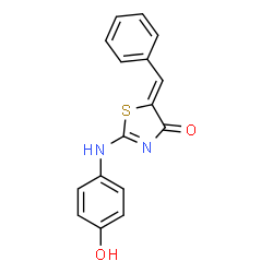 5-benzylidene-2-[(4-hydroxyphenyl)imino]-1,3-thiazolidin-4-one结构式