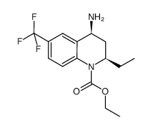 (-)-(2R,4S)-4-Amino-2-ethyl-6-trifluoromethyl-3,4-dihydro-2H-quinoline-1-carboxylic acid ethyl ester结构式