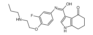 N-[3-fluoro-4-[2-(propylamino)ethoxy]phenyl]-4-oxo-1,5,6,7-tetrahydroindole-3-carboxamide structure