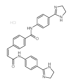N-[4-(4,5-dihydro-1H-imidazol-2-yl)phenyl]-4-[(E)-2-[[4-(4,5-dihydro-1H-imidazol-2-yl)phenyl]carbamoyl]ethenyl]benzamide结构式
