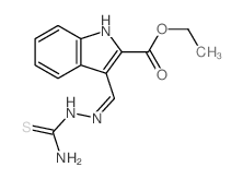 1H-Indole-2-carboxylicacid, 3-[[2-(aminothioxomethyl)hydrazinylidene]methyl]-, ethyl ester structure