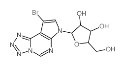 1-(9-bromo-pyrrolo[3,2-e]tetrazolo[1,5-c]pyrimidin-7-yl)-β-D-1-deoxy-ribofuranose结构式