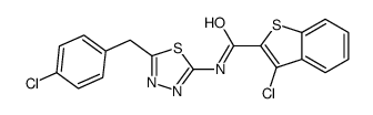 Benzo[b]thiophene-2-carboxamide, 3-chloro-N-[5-[(4-chlorophenyl)methyl]-1,3,4-thiadiazol-2-yl]- (9CI)结构式