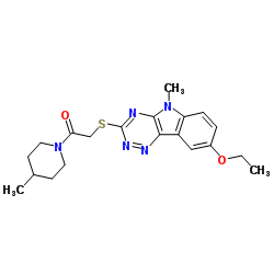 Piperidine, 1-[[(8-ethoxy-5-methyl-5H-1,2,4-triazino[5,6-b]indol-3-yl)thio]acetyl]-4-methyl- (9CI)结构式