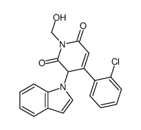 4-(2-chloro-phenyl)-1-hydroxymethyl-3-indol-1-yl-3H-pyridine-2,6-dione结构式