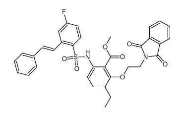 methyl 2-[2-(1,3-dioxo-1,3-dihydro-2H-isoindol-2-yl)ethoxy]-3-ethyl-6-[({4-fluoro-2-[(E)-2-phenylvinyl]phenyl}sulfonyl)amino]benzoate结构式