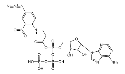 [[(2R,3S,4R,5R)-5-(6-aminopurin-9-yl)-3,4-dihydroxyoxolan-2-yl]methoxy-[hydroxy(phosphonooxy)phosphoryl]oxyphosphoryl] 3-(4-azido-2-nitroanilino)propanoate Structure