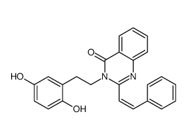 3-[2-(2,5-dihydroxyphenyl)ethyl]-2-[(E)-2-phenylethenyl]quinazolin-4-one结构式