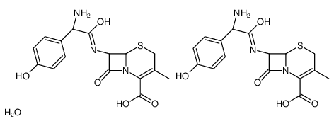 (6R,7R)-7-[[(2R)-2-amino-2-(4-hydroxyphenyl)acetyl]amino]-3-methyl-8-oxo-5-thia-1-azabicyclo[4.2.0]oct-2-ene-2-carboxylic acid,hydrate结构式