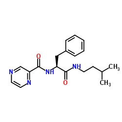 N-(3-Methylbutyl)-Nα-(2-pyrazinylcarbonyl)-L-phenylalaninamide structure