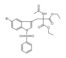 diethyl 2-acetamido-2-((5-bromo-1-(phenylsulfonyl)-1H-indol-3-yl)methyl)malonate Structure