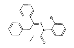 (E)-N-(2-bromophenyl)-N'-(1,2-diphenylethylidene)propionohydrazide Structure