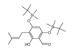 4,6-bis((tert-butyldimethylsilyl)oxy)-2-hydroxy-3-(3-methylbut-2-en-1-yl)benzaldehyde Structure