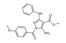 5-amino-3-anilino-1-(4-methoxy-benzoyl)-1H-pyrazole-4-carboxylic acid methyl ester Structure