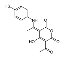 5-Acetyl-4-hydroxy-3-[1-(4-mercapto-phenylamino)-eth-(Z)-ylidene]-3H-pyran-2,6-dione Structure