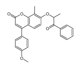 4-(4-methoxyphenyl)-8-methyl-7-(1-oxo-1-phenylpropan-2-yl)oxychromen-2-one结构式