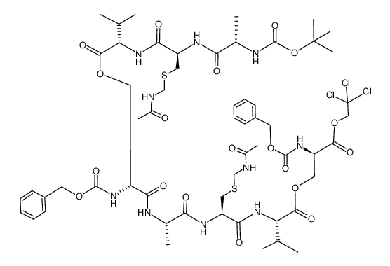 (Z)-D-Ser{(Z)-D-Ser[Boc-L-Ala-L-Cys(Acm)-L-Val]-L-Ala-L-Cys(Acm)-L-Val}-OTce结构式