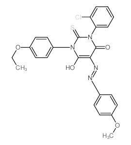 1-(2-chlorophenyl)-3-(4-ethoxyphenyl)-5-[(4-methoxyphenyl)hydrazinylidene]-2-sulfanylidene-1,3-diazinane-4,6-dione结构式