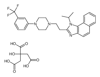 2-hydroxypropane-1,2,3-tricarboxylic acid,1-propan-2-yl-2-[2-[4-[3-(trifluoromethyl)phenyl]piperazin-1-yl]ethyl]benzo[e]benzimidazole结构式