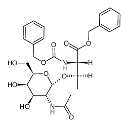 3-O-(2-Acetamido-2-desoxy-α-D-galactopyranosyl)-N-(benzyloxycarbonyl)-L-threoninbenzylester Structure