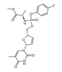 5'-[4-fluorophenyl methoxyalaninyl phosphate]-2',3'-didehydro-3'-deoxy thymidine Structure