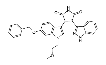 3-[6-benzyloxy-1-(2-methoxy-ethyl)-1H-indol-3-yl]-4-(1H-indazol-3-yl)-pyrrole-2,5-dione结构式