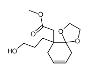 [6-(3-Hydroxy-propyl)-1,4-dioxa-spiro[4.5]dec-8-en-6-yl]-acetic acid methyl ester结构式