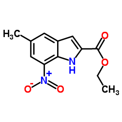 Ethyl 5-methyl-7-nitro-1H-indole-2-carboxylate结构式