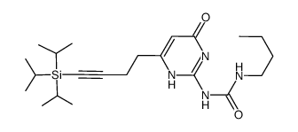1-butyl-3-(4-oxo-6-(4-(triisopropylsilyl)but-3-ynyl)-1,4-dihydropyrimidin-2-yl)urea结构式