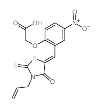 2-[4-nitro-2-[(4-oxo-3-prop-2-enyl-2-sulfanylidene-thiazolidin-5-ylidene)methyl]phenoxy]acetic acid结构式