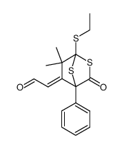 2-<1-(Ethylthio)-6,6-dimethyl-3-oxo-4-phenyl-2,7-dithiabicyclo<2.2.1>hept-5-yliden>acetaldehyd Structure