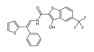 3-hydroxy-N-(2-phenyl-2-thiophen-2-ylethenyl)-5-(trifluoromethyl)-1-benzothiophene-2-carboxamide Structure