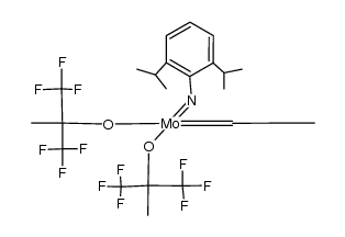 {(propylidene)(2,6-diisopropylphenylimido)((O(CH3)(CF3)2)2) molybdenum} Structure