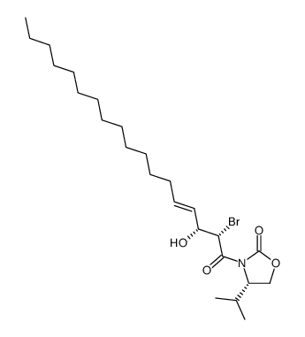 (4S)-3-((2'S,3'R,4'E)-2'-bromo-3'-hydroxy-4-(isopropyl)-4'-octadecenoyl)-2-oxazolidinone Structure