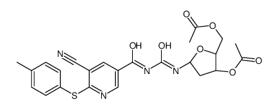 [(2R,5R)-3-acetyloxy-5-[[5-cyano-6-(4-methylphenyl)sulfanylpyridine-3-carbonyl]carbamoylamino]oxolan-2-yl]methyl acetate Structure