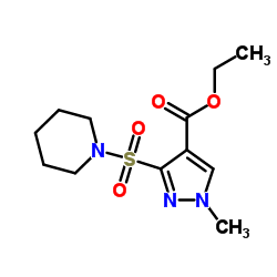 Ethyl 1-methyl-3-(1-piperidinylsulfonyl)-1H-pyrazole-4-carboxylate结构式