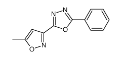 2-(5-methyl-1,2-oxazol-3-yl)-5-phenyl-1,3,4-oxadiazole结构式