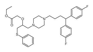ethyl 2-[1-[4-[4,4-bis(4-fluorophenyl)butyl]piperazin-1-yl]-3-phenylsulfanylpropan-2-yl]oxyacetate结构式