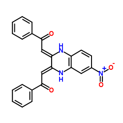 (2Z,2'Z)-2,2'-(6-Nitro-1,4-dihydroquinoxaline-2,3-diylidene)bis(1-phenylethanone) Structure