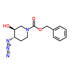 1-Piperidinecarboxylic acid, 4-azido-3-hydroxy-, phenylmethyl ester, (3R,4R)-rel-结构式