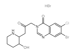 7-bromo-6-chloro-3-[3-(3-hydroxypiperidin-2-yl)-2-oxopropyl]quinazolin-4-one,hydrobromide Structure