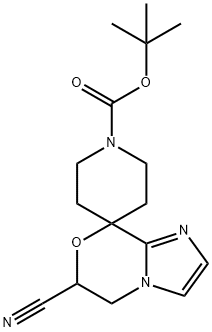 Tert-Butyl 6-Cyano-5,6-Dihydrospiro[Imidazo[2,1-C][1,4]Oxazine-8,4-Piperidine]-1-Carboxylate(WX106395) Structure