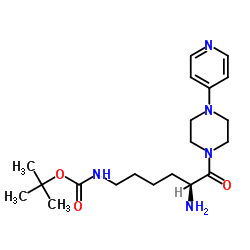 Carbamic acid, N-[(5S)-5-amino-6-oxo-6-[4-(4-pyridinyl)-1-piperazinyl]hexyl]-, 1,1-dimethylethyl ester结构式