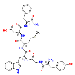 L-Tyrosylglycyl-L-tryptophyl-L-methionyl-L-α-aspartyl-L-phenylalaninamide结构式