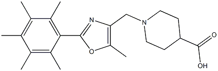 1-((5-methyl-2-(2,3,4,5,6-pentamethylphenyl)oxazol-4-yl)methyl)piperidine-4-carboxylic acid结构式