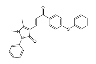 1,5-dimethyl-4-[(E)-3-oxo-3-(4-phenylsulfanylphenyl)prop-1-enyl]-2-phenylpyrazol-3-one结构式