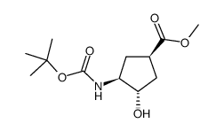 methyl (1R,3S,4S)-3-{[(tert-butoxy)carbonyl]amino}-4-hydroxycyclopentane-1-carboxylate structure